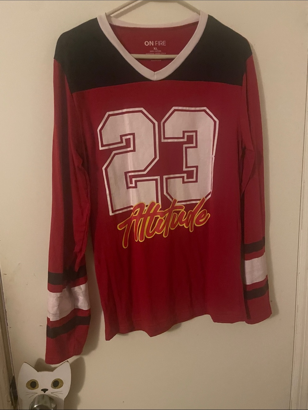 On Fire Red and Black '23 Attitude' V-Neck Jersey
